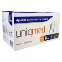 foto de Agulha Para Caneta De Insulina Uniqmed 8Mm X 31G 100 Unidades